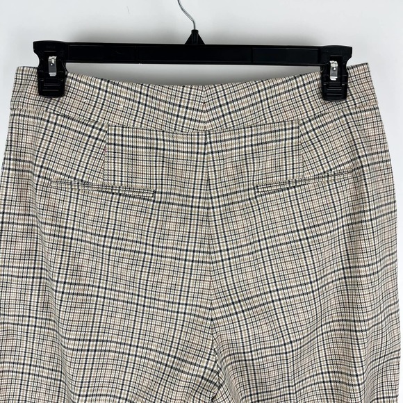 Ann Taylor Women's Petite Wide Leg Cropped Tan Brown Plaid Trouser Pants 12P - Picture 5 of 16